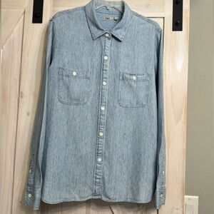 Faherty Linen  “Tried and True” Indigo dyed Chambray men’s shirt XL like new